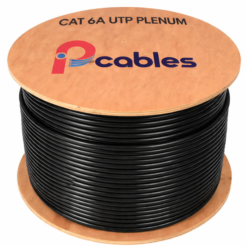 Cat6A Plenum UTP Ethernet Cable 1000ft Black Solid Bare Copper IP CABLES