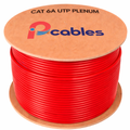 Cat6A Plenum UTP Ethernet Cable 1000ft Red Solid Bare Copper IP CABLES