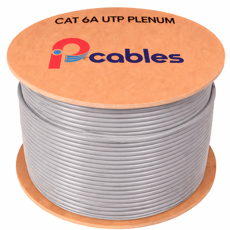 Cat6A Plenum UTP Ethernet Cable 1000ft Gray Solid Bare Copper IP CABLES