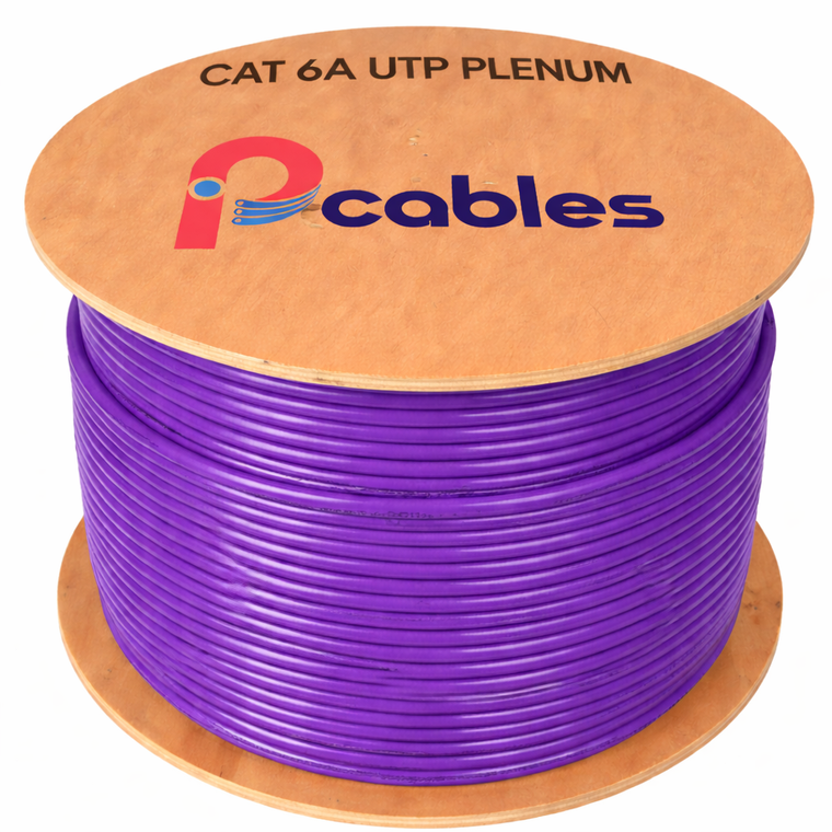 Cat6A Plenum UTP Ethernet Cable 1000ft Purple Solid Bare Copper IP CABLES