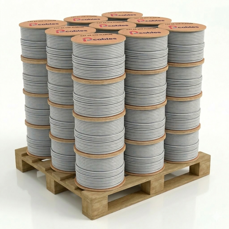 Pallet of 36 Boxes Cat6A Plenum Cable 1000FT UTP Solid Copper
