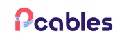 The P cables logo on a plain white background, featuring a stylized red 'P' with blue cable graphics and the word 'cables' in dark blue.