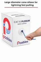 Cat6 Blue Plenum 1000ft Solid Bare Copper Ethernet Cable (550MHz) IP CABLES