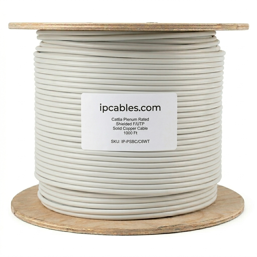 Cat6 Plenum Rated Cable Shielded F/UTP Solid Bare Copper 1000 Ft IP CABLES